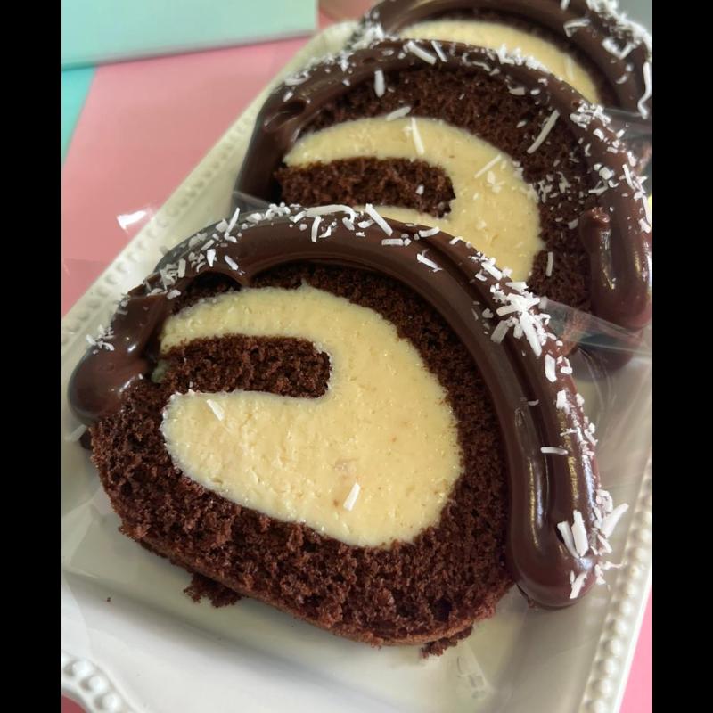 Rocambole Prestígio — doce artesanal da Confeitaria DQConfeitaria